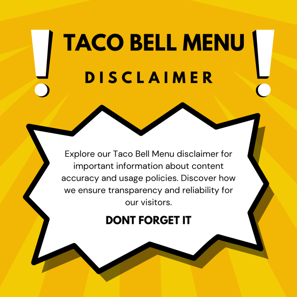 Disclaimer Taco Bell Menu